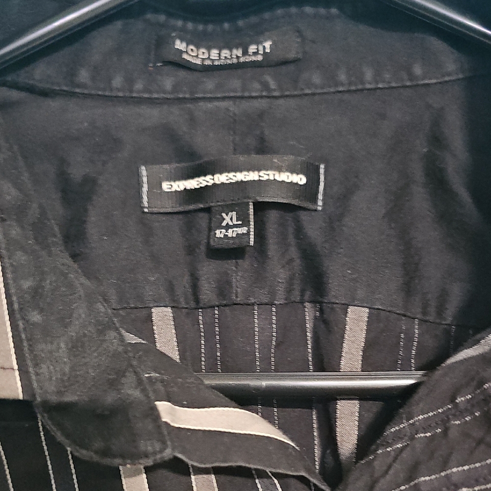 Black and White Striped Men's Shirt - Picture 2 of 3